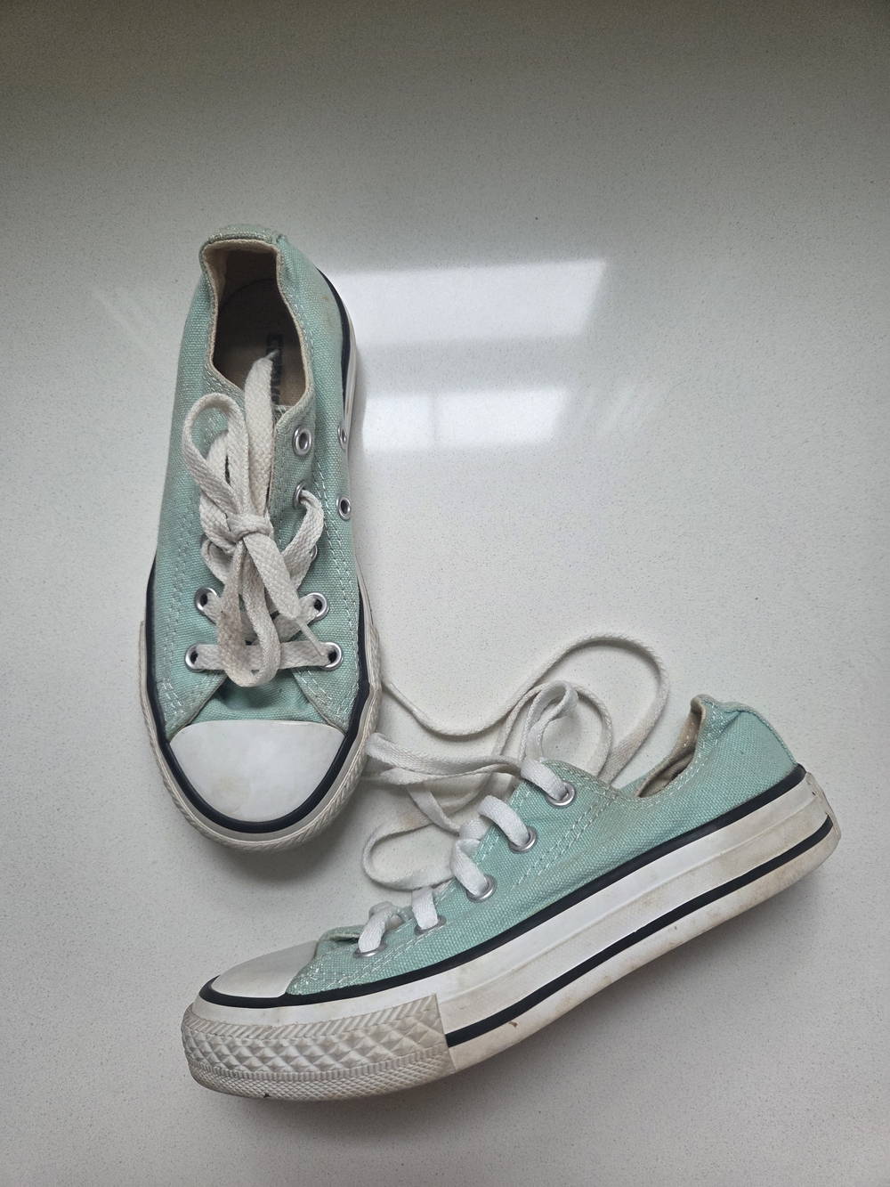 Mint Green Low-Top Canvas Sneakers - Women